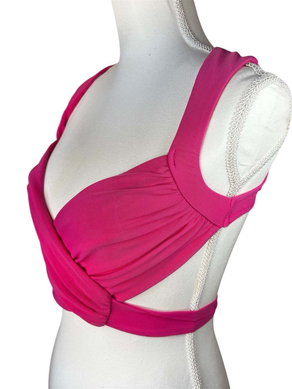 Women's Hot Pink Twist Front Crop Top